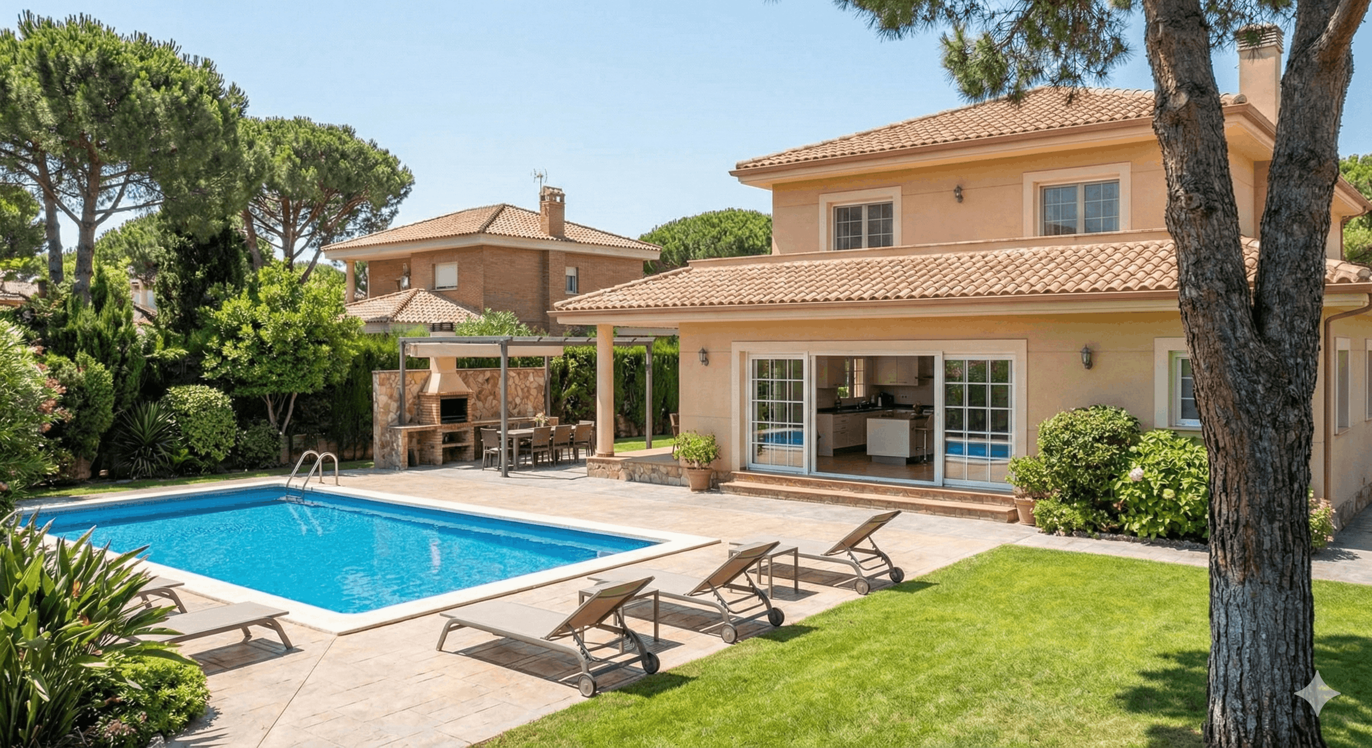 Chalet independiente con piscina y jardín